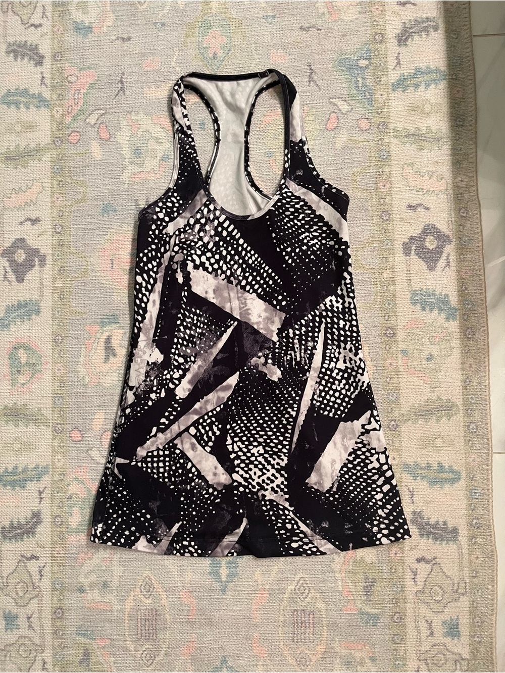 lululemon athletica Black & White Abstract Racerback Tank
